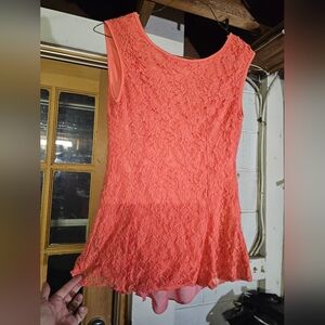 Tutta Bella Maternity Coral Lace Sleeveless Top Size Xl